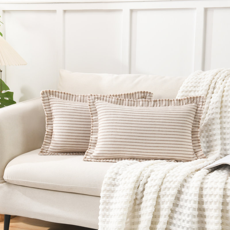 Housse de coussin Boho, H 20 po x l 12 po, Forme rectangulaire, Taupe