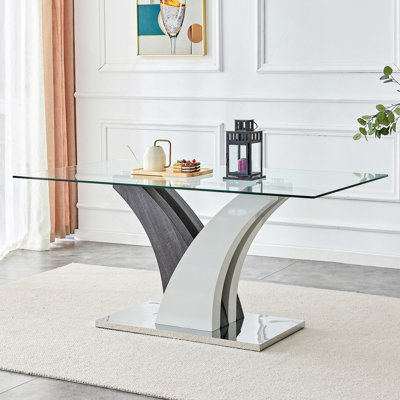 La table de salle à manger moderne, le comptoir en verre trempé et les pieds en MDF artistique sont parfaits pour accueillir des dîners, des conférences, des décorations de maison et de bureau.