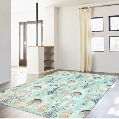Finnan One-of-a-Kind 8'2" X 10'2" New Age Viscose Area Rug in Light Blue