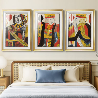 Vintage Cards I  -Custom Framed  Premium Print W Matt - 3 Pieces