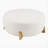 Modish Round Ottoman: Boucletop With Splayed Rubber Wood Legs, White-761866798-761866799