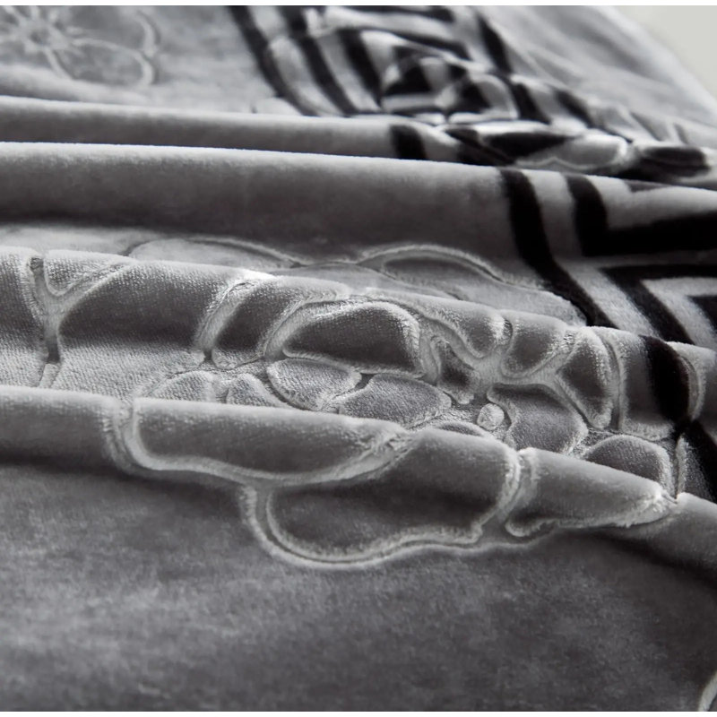 Machine Woven Throw Blanket, Grey Floral