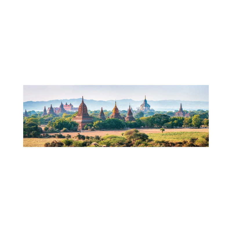 Panoramic View Of Temples In Old Bagan, Myanmar by Jan Becke - Wrapped Canvas Panoramic Print