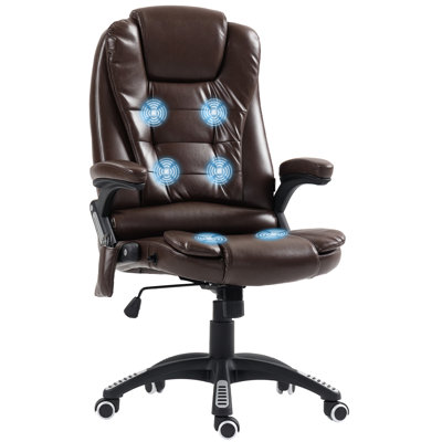 Fauteuil de massage avec vibration à 6 points, brun foncé