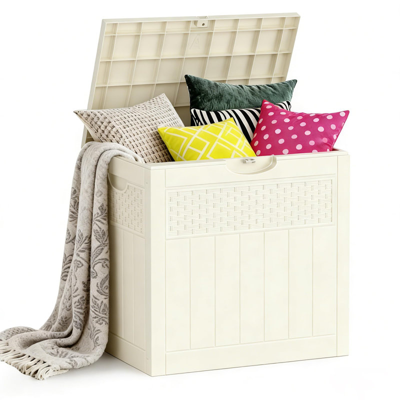33 Gallon Outdoor Storage Box, Cream White