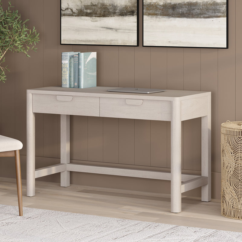 Nev 48" Wide Rectangular Desk in Grain, White