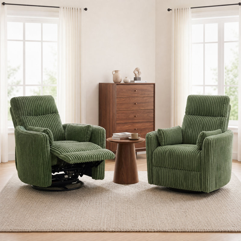 Fauteuil inclinable Sherry, Velours côtelé vert forêt Bella