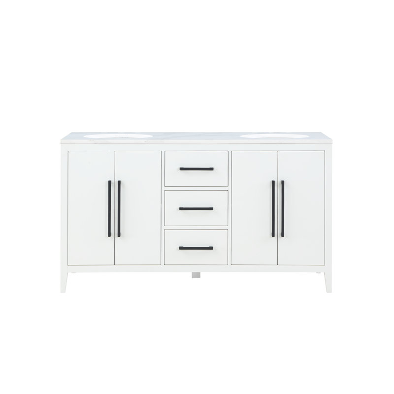 Alsup 60" Double Bathroom Vanity Set, White
