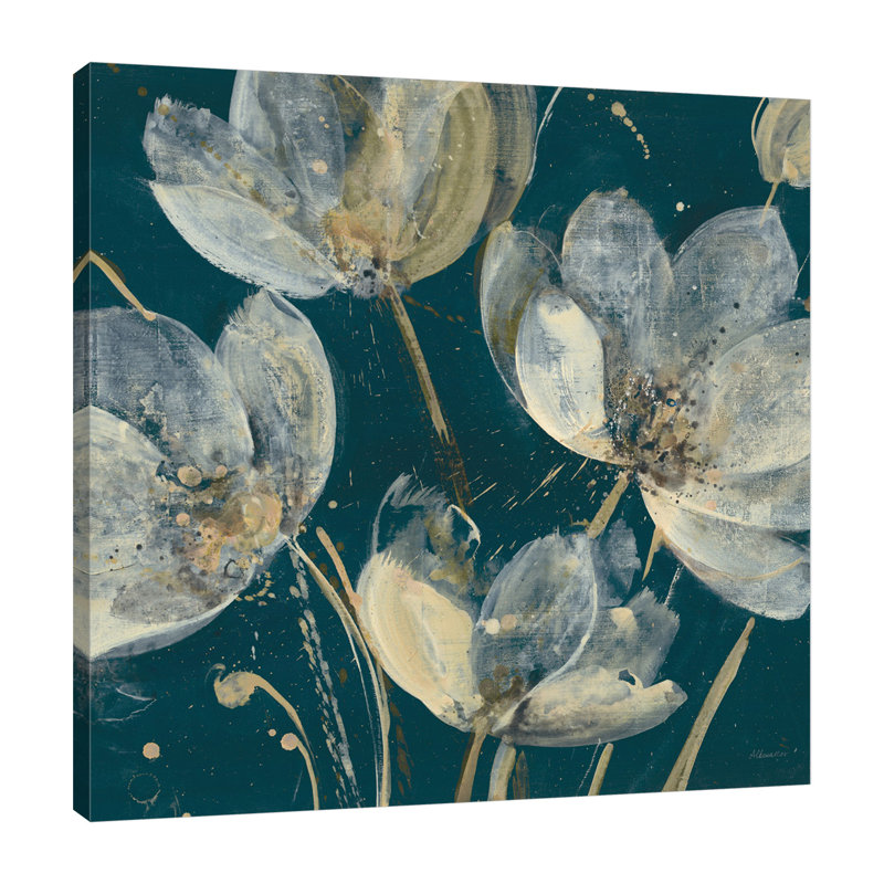 Toile tendue sur châssis "Translucent Garden Teal Crop" par Albena Hristova, H 36 po x l 36 po x P 1,5 po