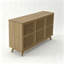  Meuble télé Mid-Century moderne en bois de pin massif sans nœuds, armoire de rangement avec porte sans poignée et tablette réglable pour le salon, la chambre à coucher et la cuisine
