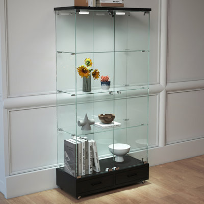 Modern Glass Display Cabinet with LED Lights