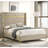 Beige Upholstered Wingback Bed
