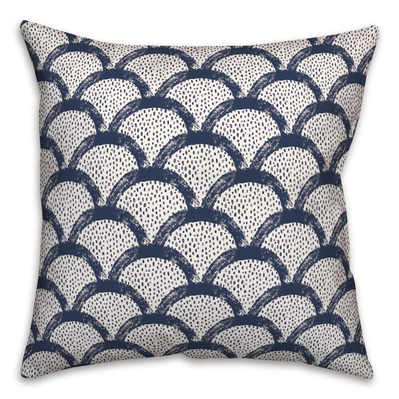  Coussin décoratif intérieur / extérieur Scallop, Marine, 20 po x 20 po