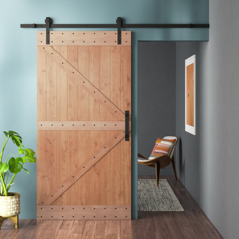 Porte de grange en bois à panneau non fini sans ensemble de quincaillerie d'installation, 42" x 84"