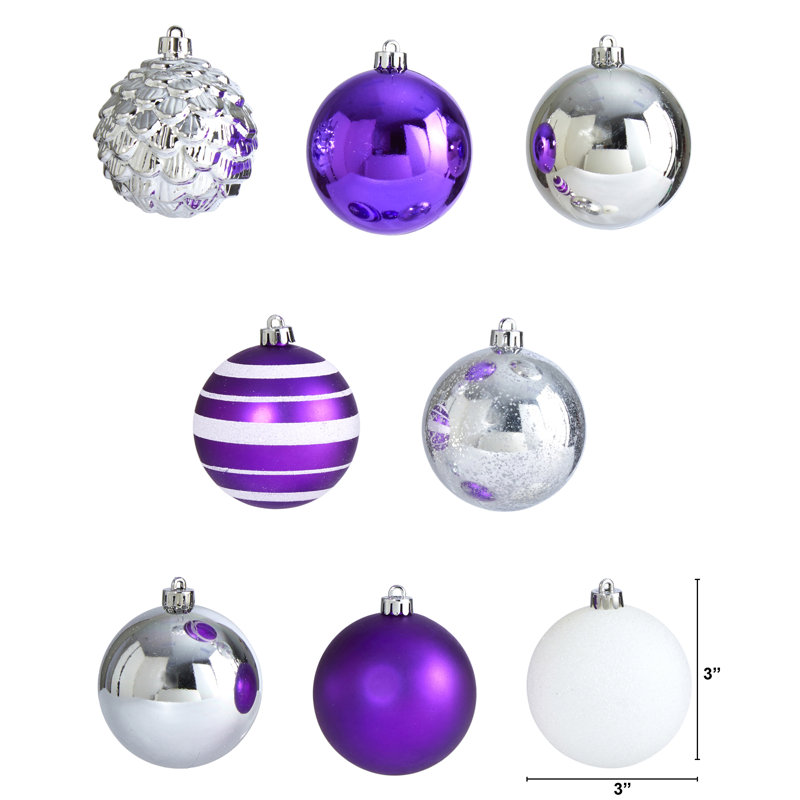 Ensemble d'ornement boule 64 pièces, Mauve