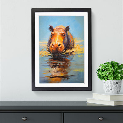 Hippo Impressionism Art - Framed Print