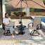 Chaise de salle à manger d'extérieur en aluminium avec ensemble Sunbrella Reshay (ensemble de 2)-748843471