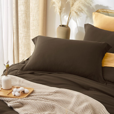 Ensemble d'édredon pour grand lit Suncomfy 7 pièces, lit brun dans un sac avec drap-housse, drap plat, 2 taies décoratives, 2 taies d'oreiller, ensemble de literie en microfibre douce et chaude toutes saisons