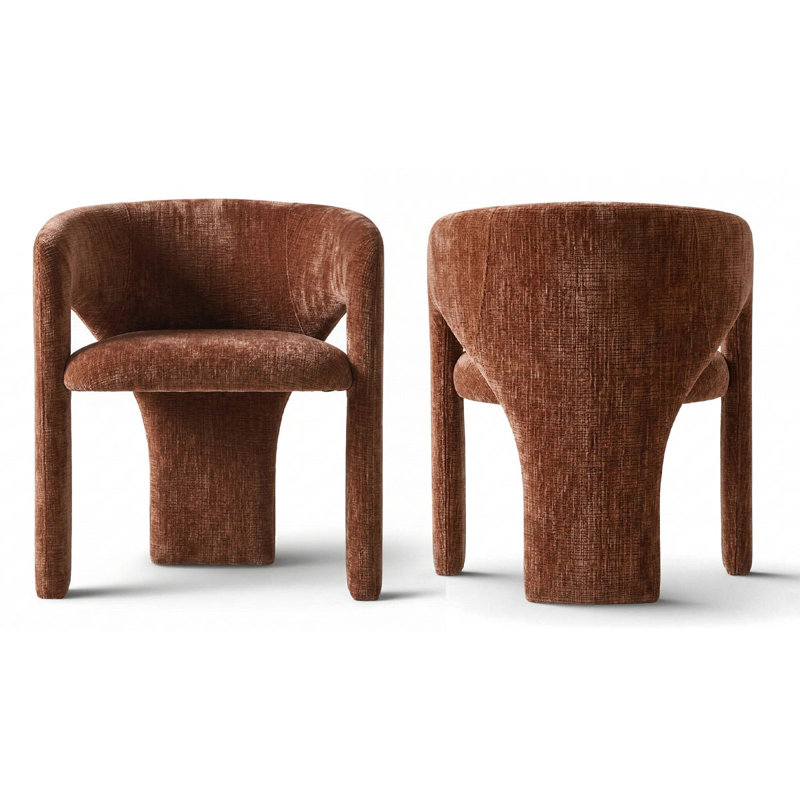 Chaises de salle à manger rembourrées modernes avec dossier incurvé et base unique, Terra
