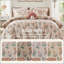 Ensemble de couette 4 pièces en microfibre à motif champignon pour lit double/queen avec coussin décoratif assorti (229 x 229 cm).-135278134