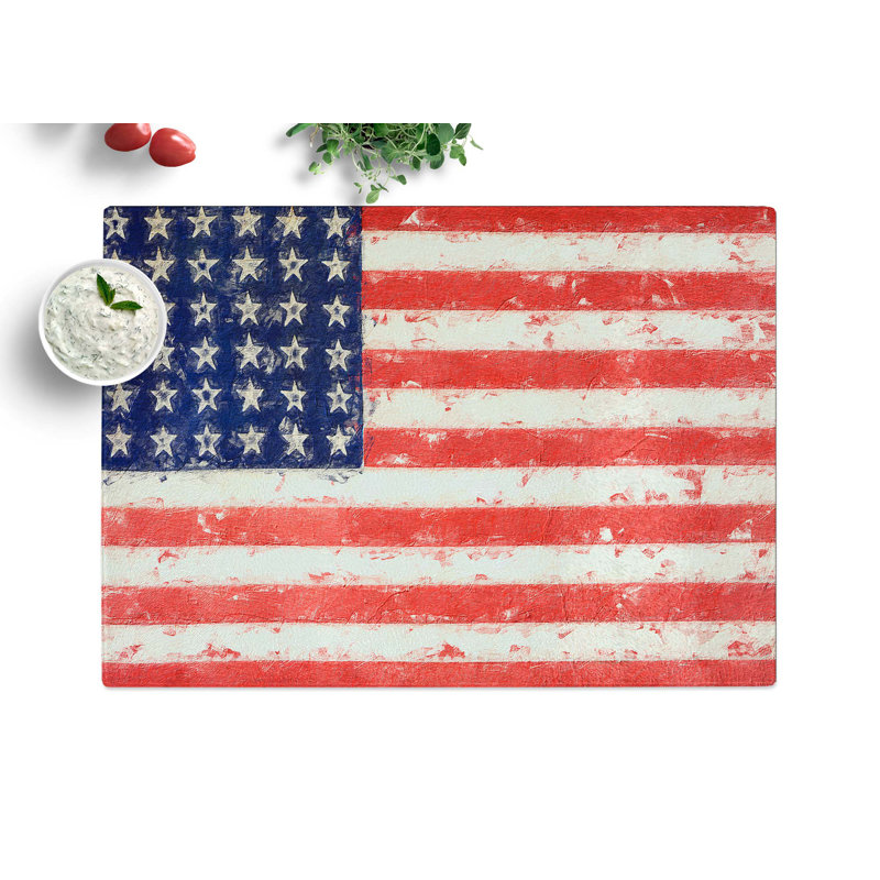 Tempered Glass Flag of the United States of America Chopping Board, 39 cm x 28.5 cm