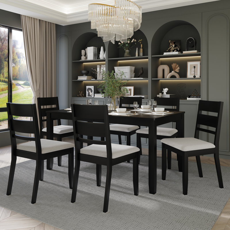 Ocossio 6 - Person Four Leg Dining Set, Black