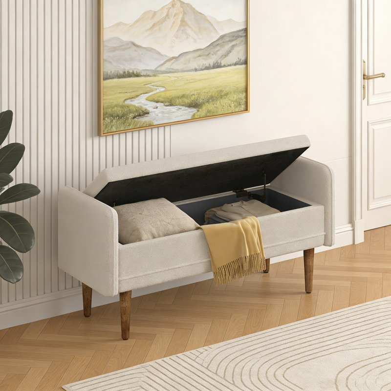 Banc de rangement rembourré, Beige