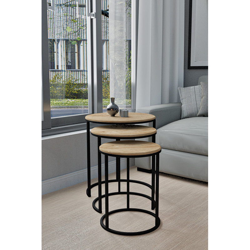 Table gigogne (3 pièces), Pin antique