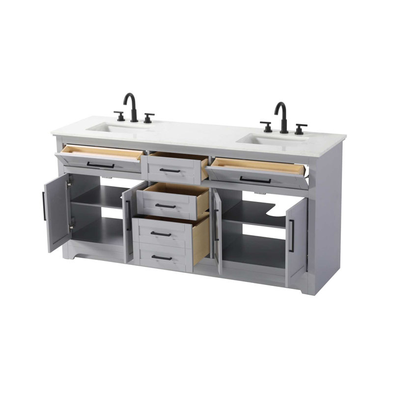 Meuble-lavabo double 72 po gris, Gris, 72"