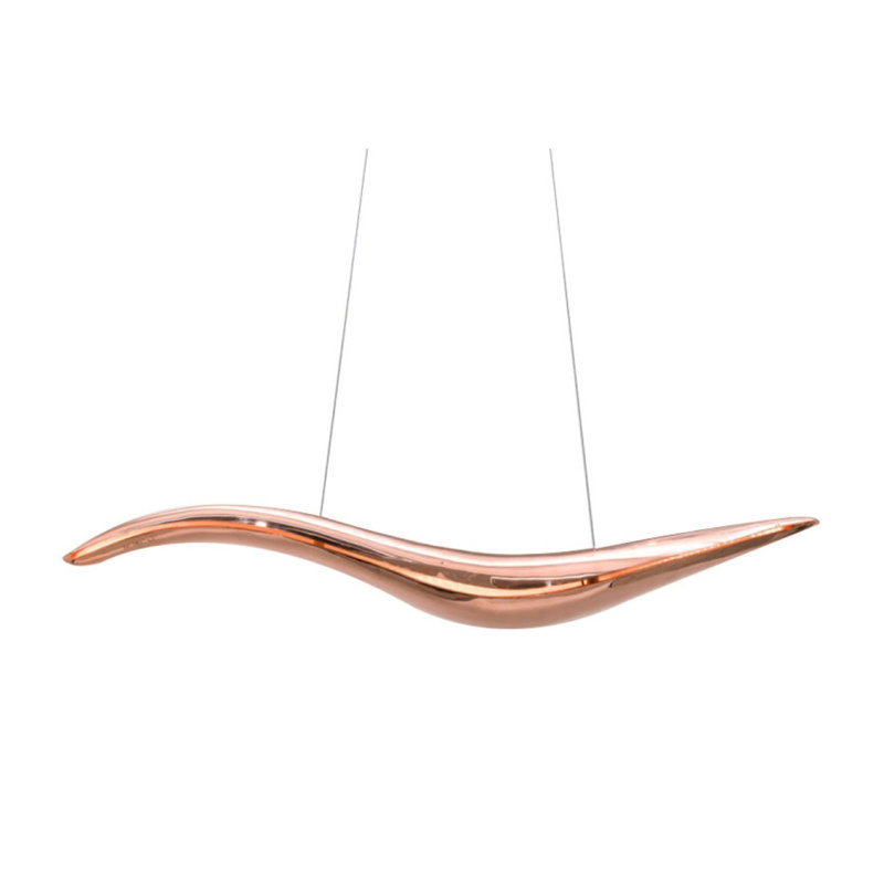 Luminaire suspendu fantaisie lustre géométrique, Cuivre satiné, 20” Width x 10” Depth x 10” Height