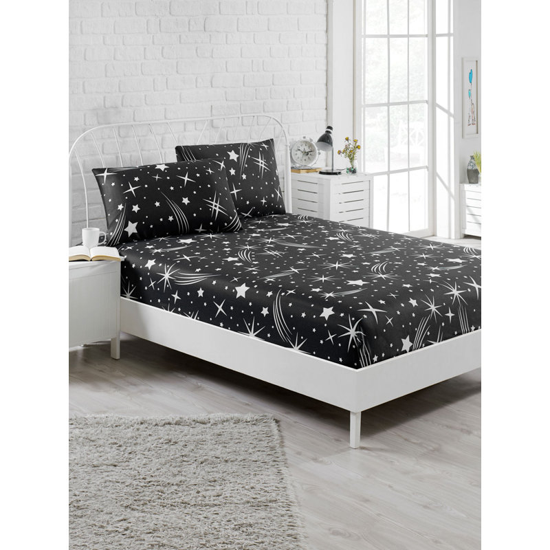 Cotton Blend Geometric Sheet Set, 63" x 79"