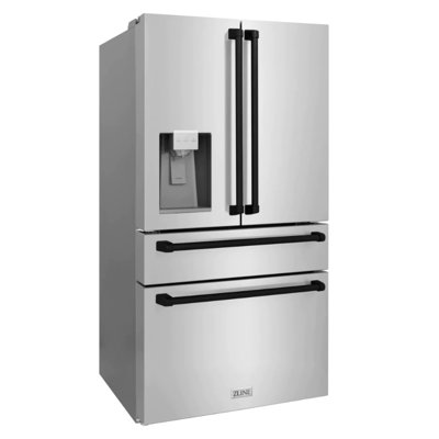ZLINE Autograph Edition 36" French Door Refrigerator w/ Water and Ice Dispenser in Fingerprint Resistant Stainless Steel Traditional Handles