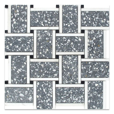 Stellare carreaux de treillis en marbre noir, calcaire, dolomite, 12 x 12 (paquet de 5,08 pieds carrés / caisse) - paquet de 5