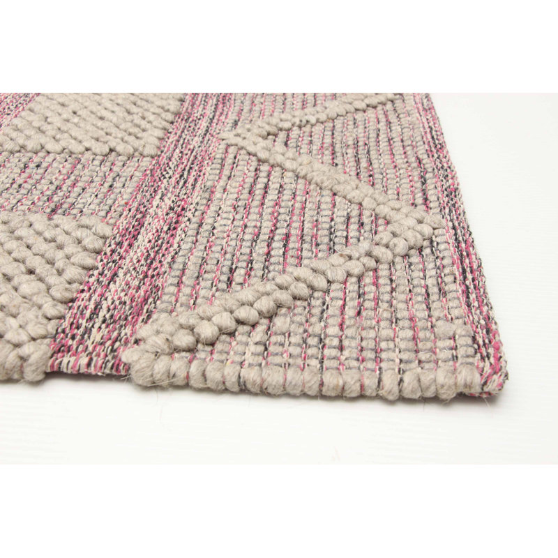 Tapis rose nouvel âge en laine 4 pi 11 po x 8 pi Hejan
