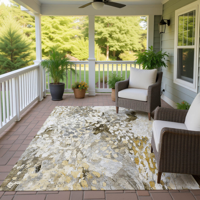 Machine Washable Indoor/Outdoor Chantille ACN2736 Modern Rug, Mocha, 3' x 5'