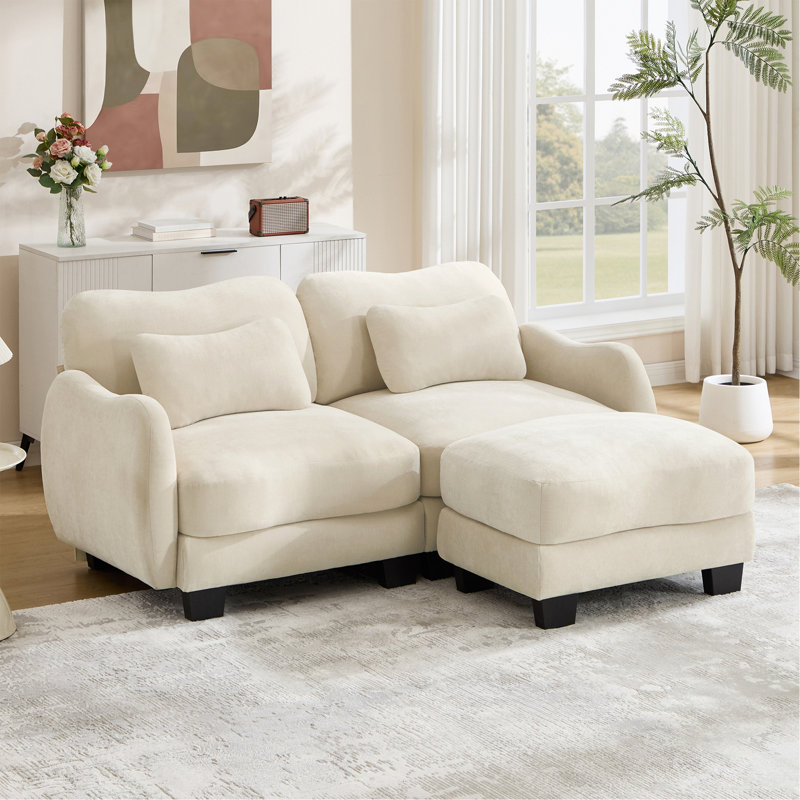 Canapé en L Chenille, L 70,8 po, Chenille beige