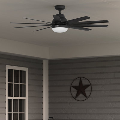 Overton 10 - Blade Standard Ceiling Fan with Wall Control and Light Kit Included