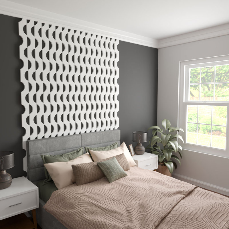 Ensemble de panneau mural décoratif à lattes réglables en PVC Pomeroy, H 47 po x l 3,87 po x P 1 po