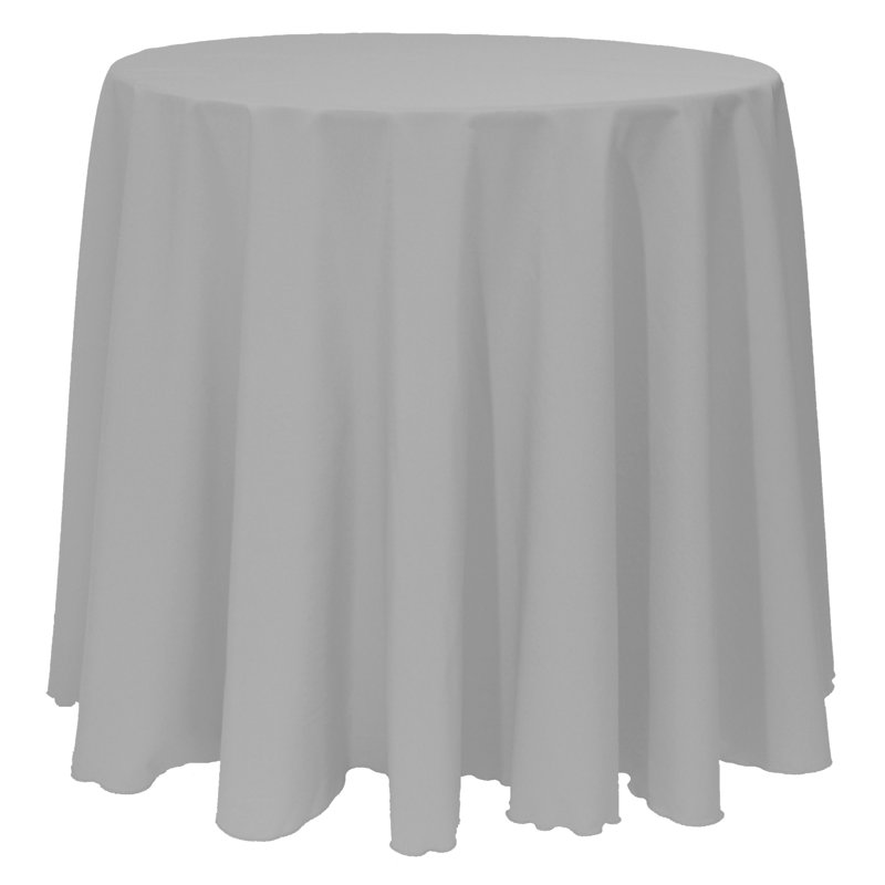 Ultimate Textile - Round Polyester Linen Tablecloth, 90" x 90", 1, Silver