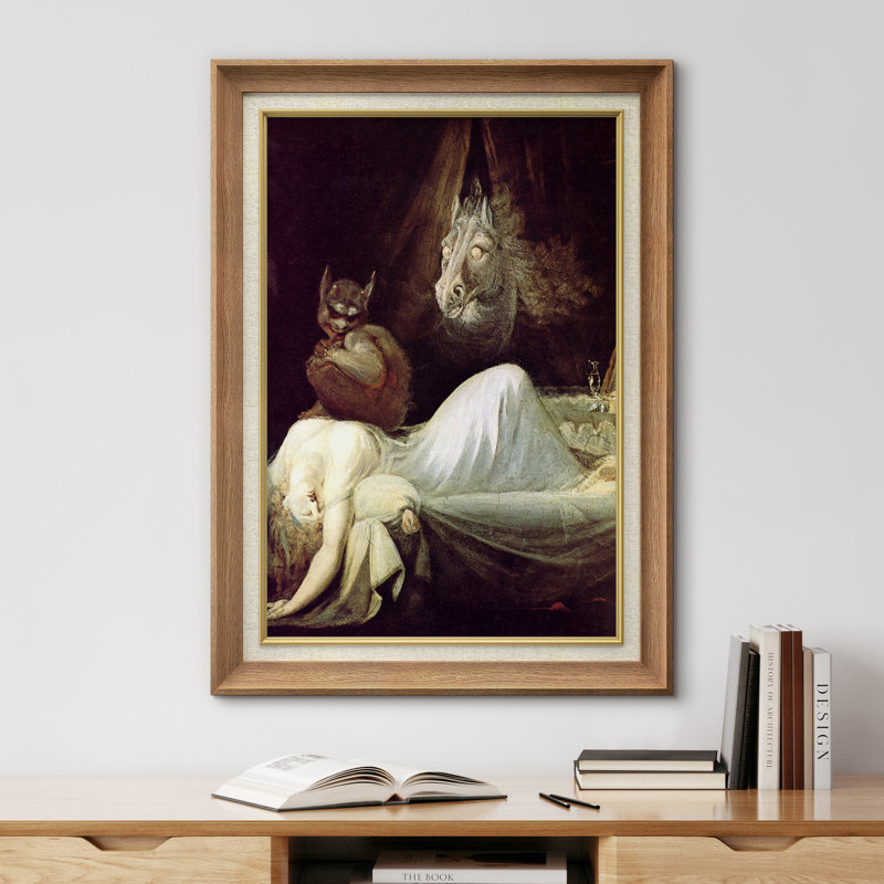 «Gothic Nightmare Demon Horse and Sleeping Woman», œuvre d'art d'horreur foncé, impression sur toile encadrée