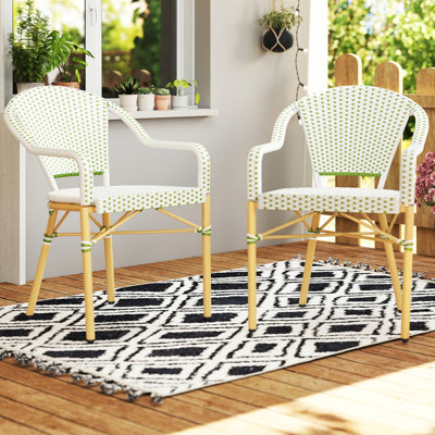 Boho Style All Weather Commercial Grade Polyethylene (PE) Rattan Indoor/Outdoor Dining Arm Chair by Bayou Breeze