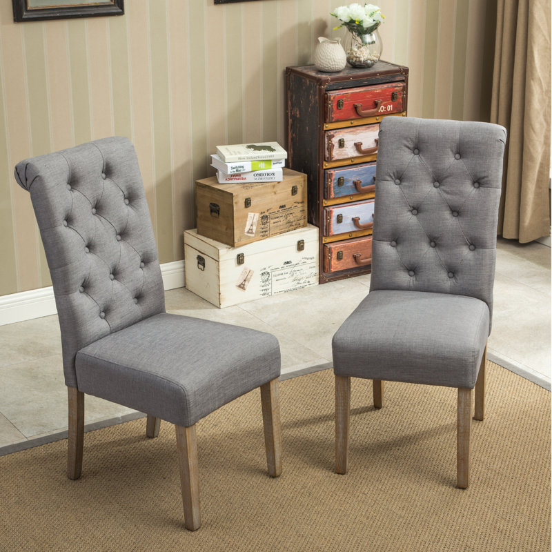 Charlotte Tufted Upholstered Parsons Chair, Dark Gray
