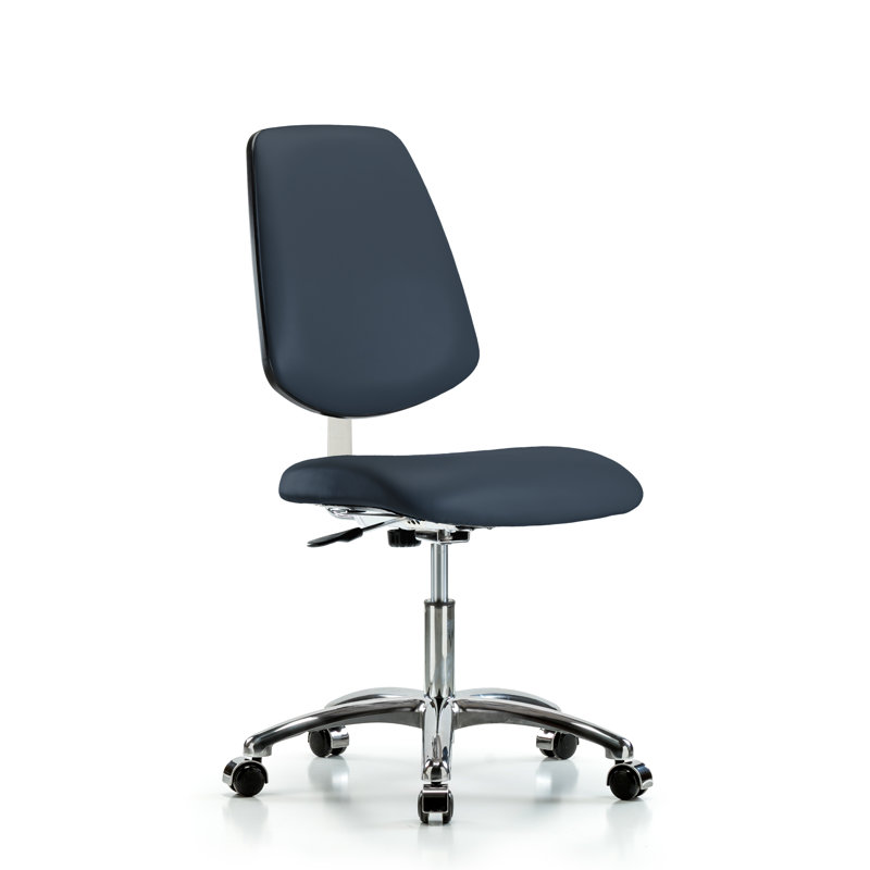 Calista Vinyl Task Chair, Chrome Casters, Imperial Blue Vinyl