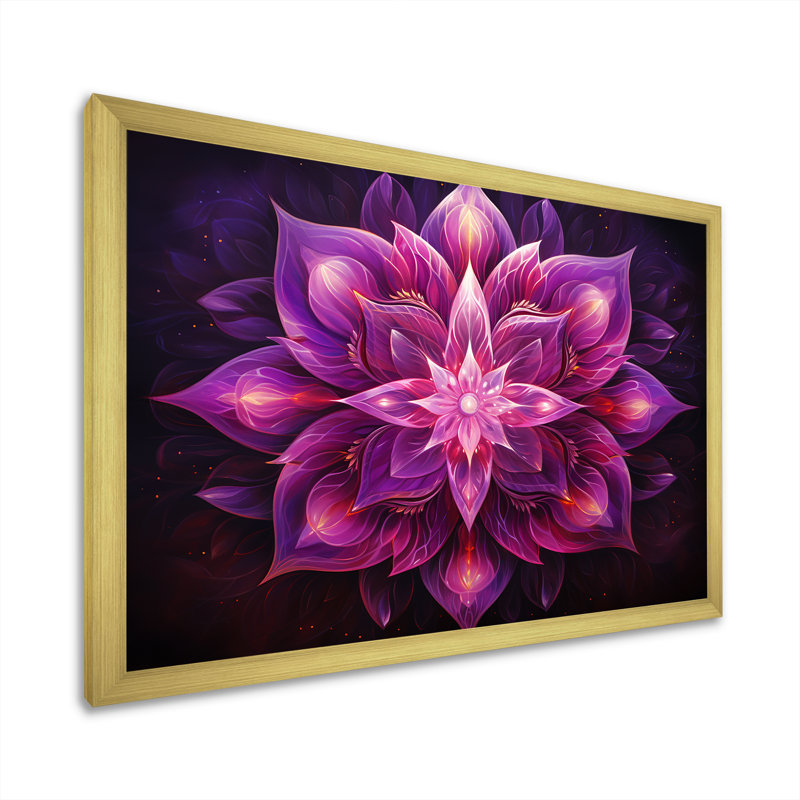 Judaïsme kabbale kaléidoscope sur toile, Cadre doré simple, H 34 po x l 44 po x P 1,5 po