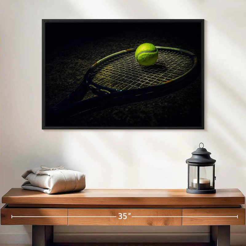 Tennis contemporain, 46 po x 31 po, Cadre flottant noir