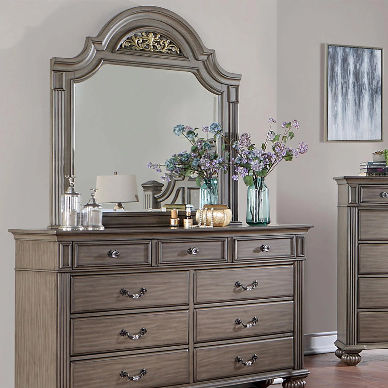 Miroir traditionnel l 47,4 po, gris, Gris