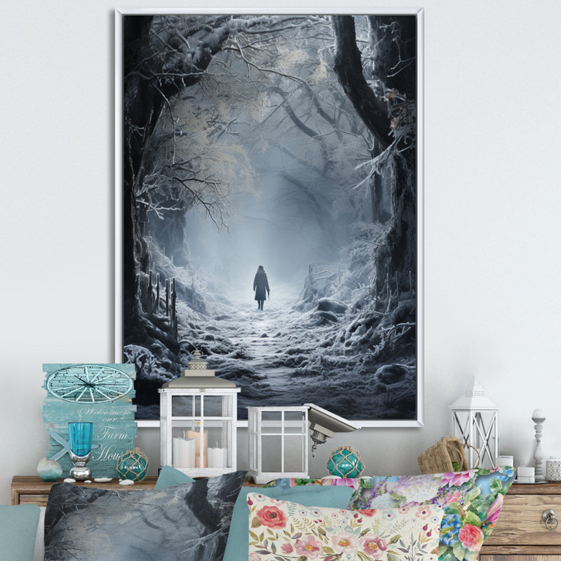Winter Solitude - paysages, impressions d'art mural, H 40 po x l 30 po x P 1,5 po, Cadre flottant blanc