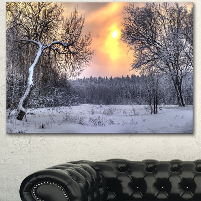 " Winter Landscape With Yellow Sun "