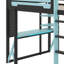 Lit mezzanine double en bois avec bureau, tablettes, prise d'alimentation et ports USB / Type-C, plus éclairage RVB-1325880681