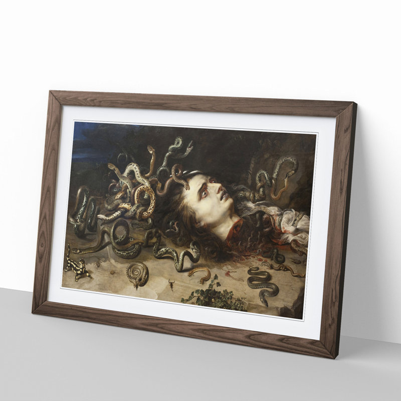 The Head of Medusa by Peter Paul Rubens - Picture Frame Painting, Walnut, 48cm H x 65cm W x 2cm D